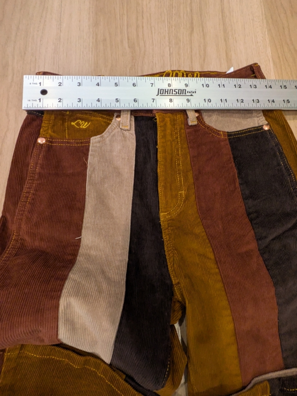 Wrangler Lainey Wilson Corduroy Patchwork Pants Flared Size 27 - Picture 5 of 10